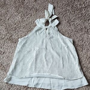 Elegant White Sequin Halter Top